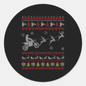 Sticker Rond Dirt Bike Motorcycle Pajama Ugly Christmas Biker (Devant)