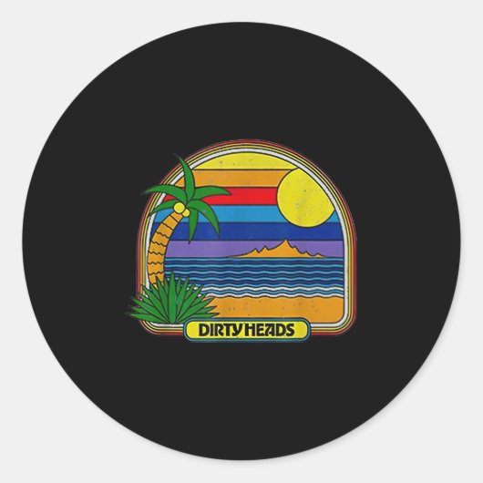 Sticker Rond Dirty Heads Retro Beach (Devant)