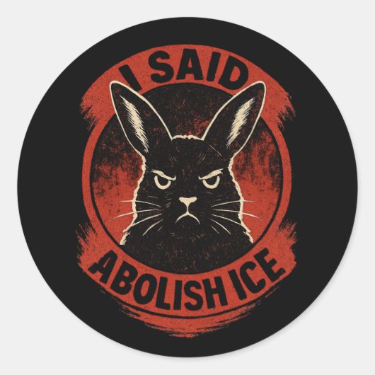 Sticker Rond Disapproving Rabbits Badge – Abolish ICE (Devant)
