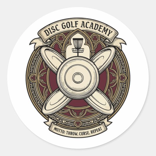 Sticker Rond Disc Golf Academy Crest (Devant)
