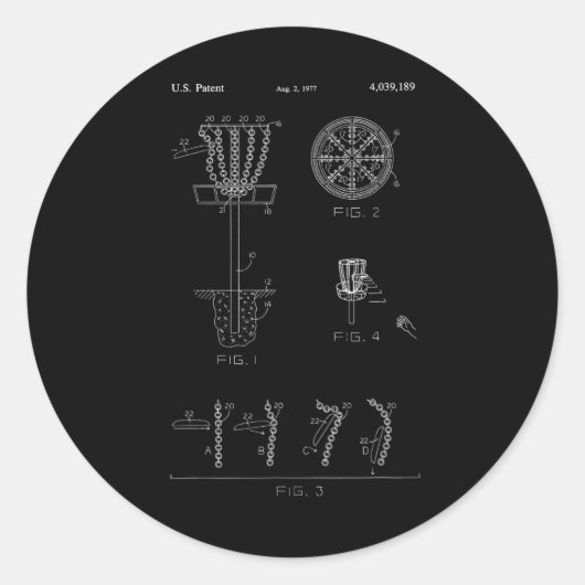 Sticker Rond Disc Golf Basket Target Patent Design - Frolf  (Devant)