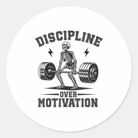 Sticker Rond Discipline Over Motivation Gym Motivational Traini (Devant)