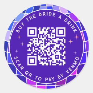 Sticker Rond Disco Bachelorette Acheter L'Épouse A Drink QR Cod