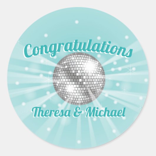 Sticker Rond Disco Ball Baby shower Super Blue Boy (Devant)