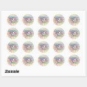 Sticker Rond Disco Ball Baby shower Super Pastel Rainbow (Feuille)