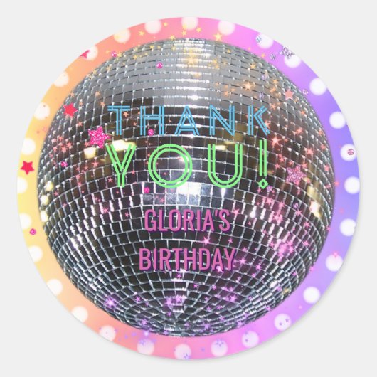 Sticker Rond Disco Ball Dance Anniversaire Retro les années 70  (Devant)