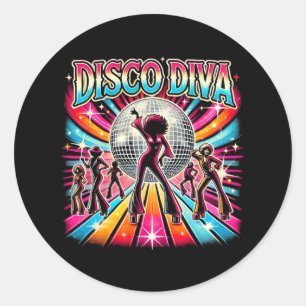 Sticker Rond Disco Ball Disco Diva Queen
