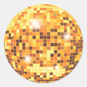Sticker rond Disco Ball Gold Parties scintillant