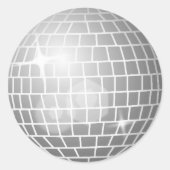 Sticker Rond Disco Ball Retro les années 70 Argent Enveloppe Sc (Devant)