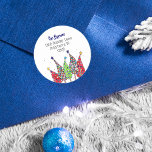 Sticker Rond Disco Christmas Trees Adresse de retour<br><div class="desc">Elevez votre correspondance de vacances avec nos Disco Christmas Trees personnalisables Retourner Adresse Enveloppe Sticker Seals! Avec des arbres de Noël décorés disco, ces autocollants apportent une touche de brillance et de style à vos enveloppes. Conçus pour compléter notre collection de cartes de Noël Café et Thé, ces sceaux se...</div>