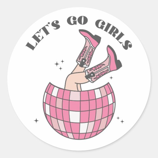 Sticker Rond Disco Cowgirl Let's Go Girls (Devant)