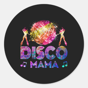 Sticker Rond Disco Mama 70's Theme Disco Queen Vintage Seventi