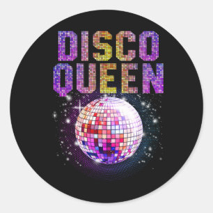 Sticker Rond Disco Queen Art Pour Femmes Filles Funk Musique Di