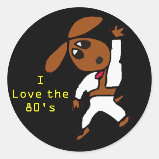 Sticker Rond discodox, I Love the 80's (Devant)