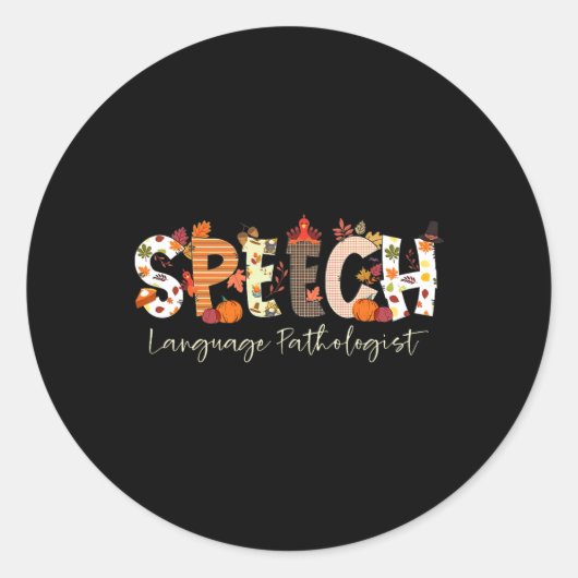 Sticker Rond Discours Langue Pathologiste Slp Citrouille Automn (Devant)