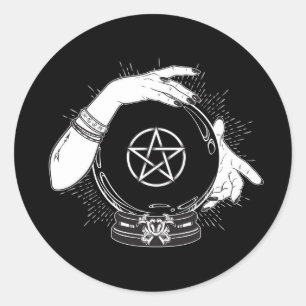Sticker Rond Diseur de bonne aventure mystique noir Boule de cr