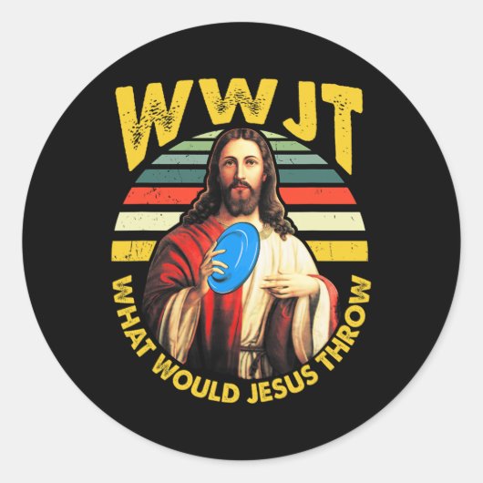 Sticker Rond Disk Golf Que Jésus Jeterait Frisbee Golf Wwjt (Devant)
