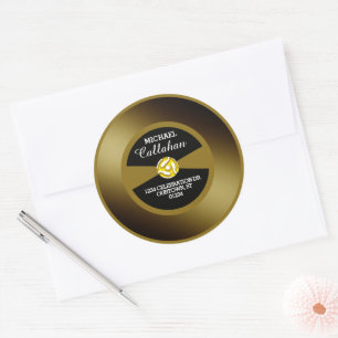 Sticker Rond Disque 45 tours Vinyle Disque d'Or Adresse Personn