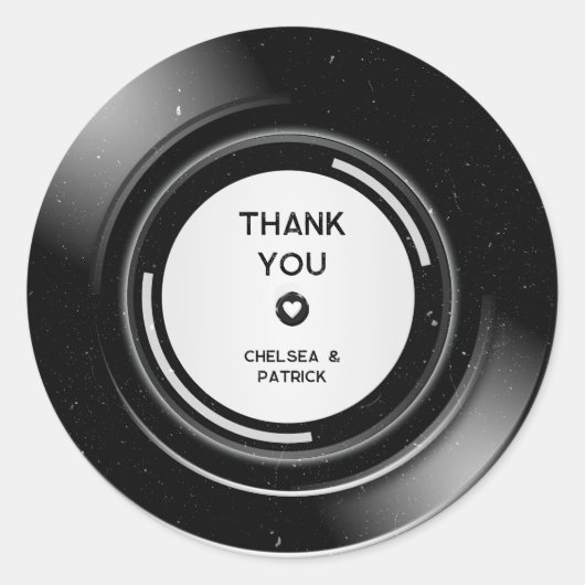 Sticker Rond Disque de vinyle de musique rétro Simple remerciem (Devant)