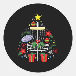 Sticker Rond Disque Golf Frisbee Arbre de Noël Arbre de Noël Fu