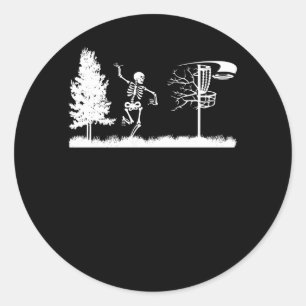 Sticker Rond Disque Golf Skeleton Disque Golf Costume Halloween