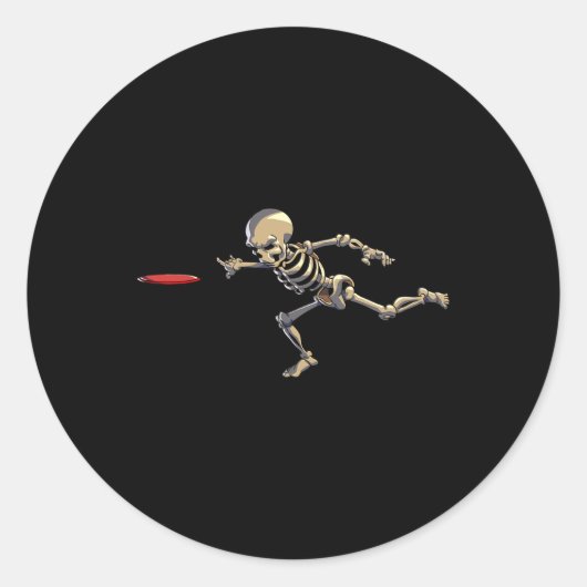 Sticker Rond Disque Golf Skeleton Halloween Hommes Disque Golf  (Devant)