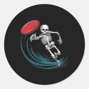 Sticker Rond Disque Golfing Squelette Halloween Hommes garçons