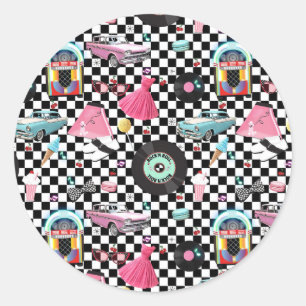 Sticker Rond Disque Rétro Années 50 Fifties Fête Favori
