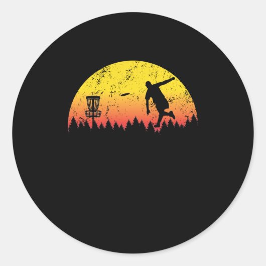 Sticker Rond Disque Sunset Golf Arbre Panier Volant (Devant)