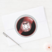 Sticker Rond disque vinyle 45 tours, Rouge/Blanc (Enveloppe)