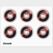 Sticker Rond disque vinyle 45 tours, Rouge/Blanc (Feuille)