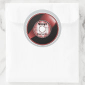 Sticker Rond disque vinyle 45 tours, Rouge/Blanc (Sac)