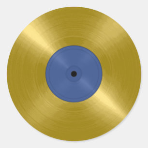 Sticker Rond Disque vinyle album or en or