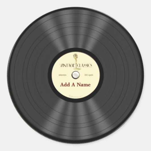 Sticker Rond Disque vinyle vintage personnalisé de microphone (Devant)