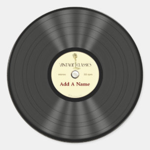 Sticker Rond Disque vinyle vintage personnalisé de microphone