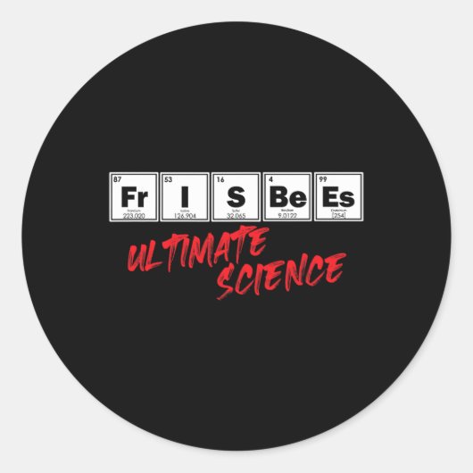 Sticker Rond Disques de golf frisbee ultime tableau périodique (Devant)