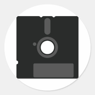 Sticker Rond Disquette d'ordinateur ancienne disquette 5.5 Geek