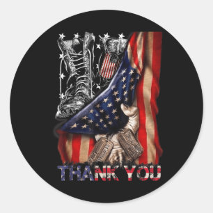 Sticker Rond Distants Jour commémoratif Drapeau Bots militaires