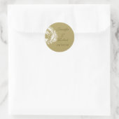 Sticker Rond Distinction : Gold et White Damask Design (Sac)