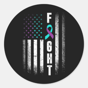 Sticker Rond Distresse Drapeau Américain Frapper Prévention Sui