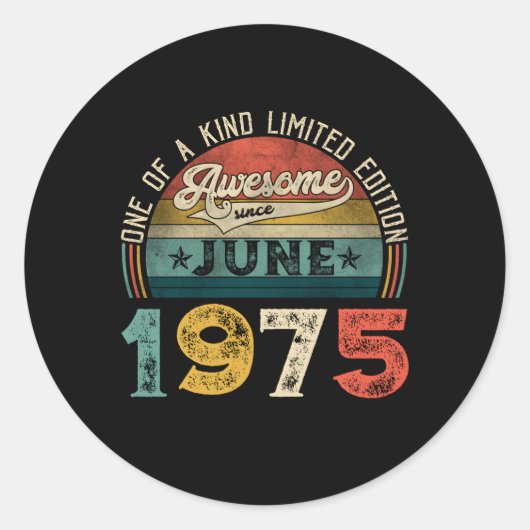 Sticker Rond Distressed Awesome Depuis Juin 1975 48E (Devant)