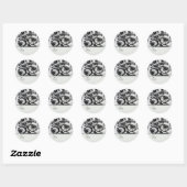 Sticker Rond Distressed B&W Roses Personalized To & From (Feuille)