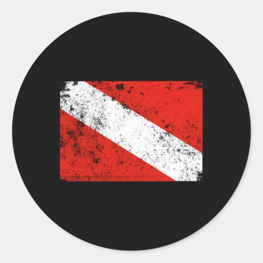 Sticker Rond Distressed Drapeau Plongée sous-marine plongée (Devant)