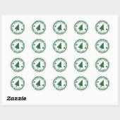 Sticker Rond Distressed Stamp Green Holiday Christmas Tree (Feuille)