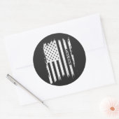 Sticker Rond Distressed USA Distressed White Strid Nom personna (Enveloppe)