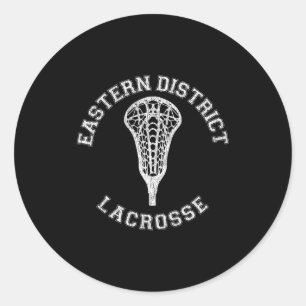 Sticker Rond District Est de Crosse Féminine Lax Rétro en Détre