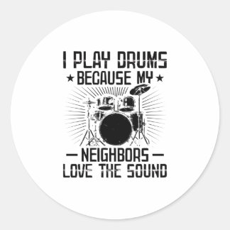Sticker Rond Dit drôle de Drummer| Cadeaux musiciens