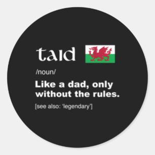 Sticker Rond Dit Welsh Grandpa Définition Drapeau Fier du Pays