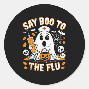 Sticker Rond Dites Boo À L'Infirmière Fantôme De Grippe Design
