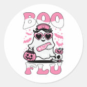 Sticker Rond Dites Boo Au Fou Infirmières Ghost Halloween Boo À (Devant)